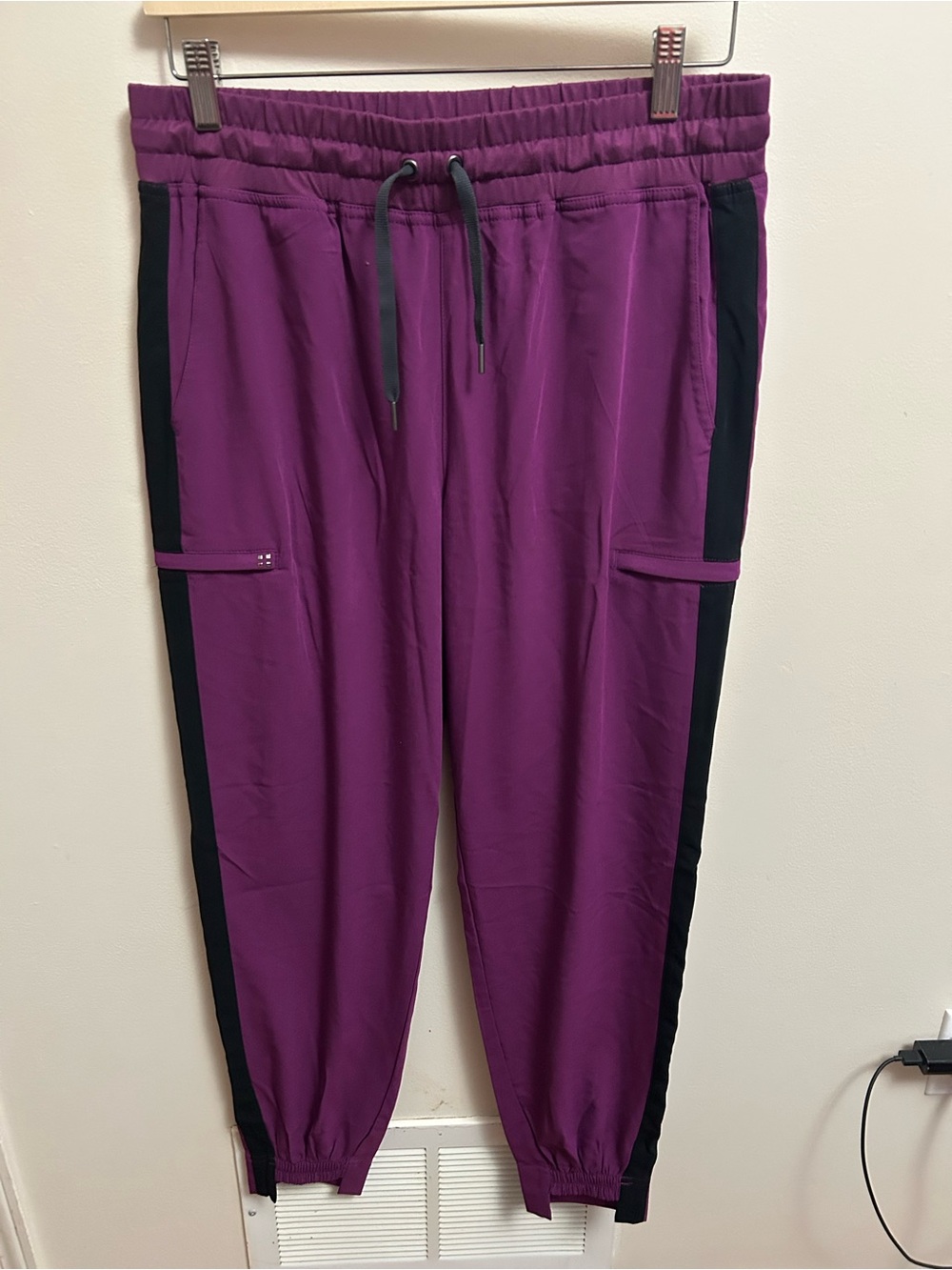 White Cross CRFT Plum Jogger Track Pants with Black Side Stripes
